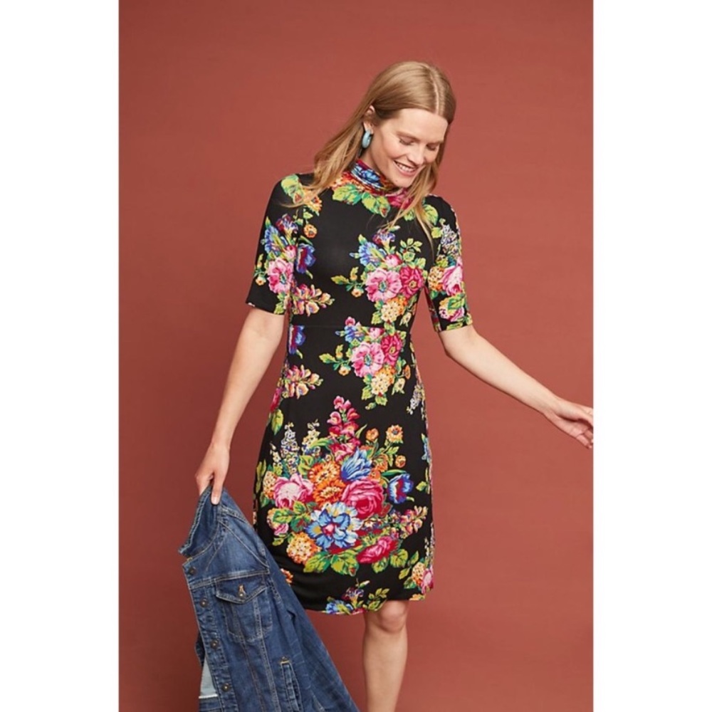 Anthropologie err tea cornyell dress mock neck